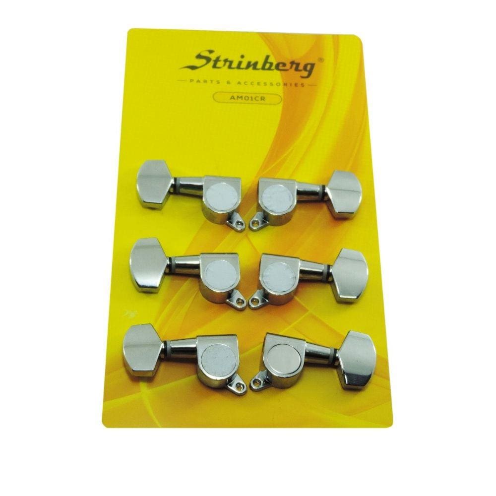 Tarraxa Strinberg Am01Cr Cromada Para Violão Aço Kit Com 6
