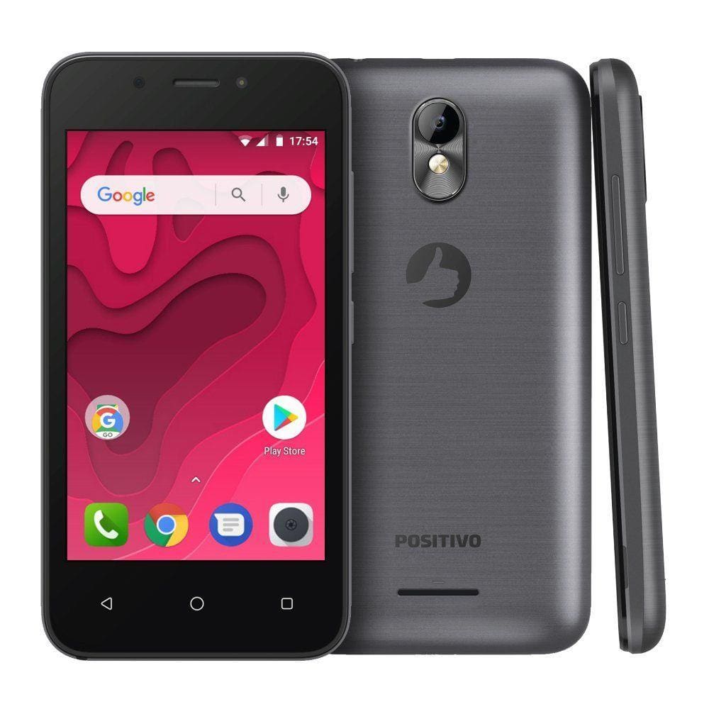 Smartphone Positivo Twist Mini S431 Grafite com 8GB, Tela 4”, Android Oreo,  Dual Chip, Câmera 5MP, 3G, Wi-Fi, Bluetooth e Processador Quad-Core de 1.3  | Extra