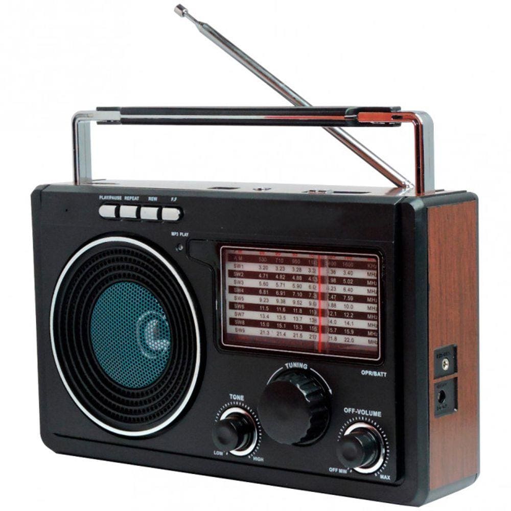 Caixa Som Portátil Retrô Rádio vintage Fm Am Sw1-9 110v 220v