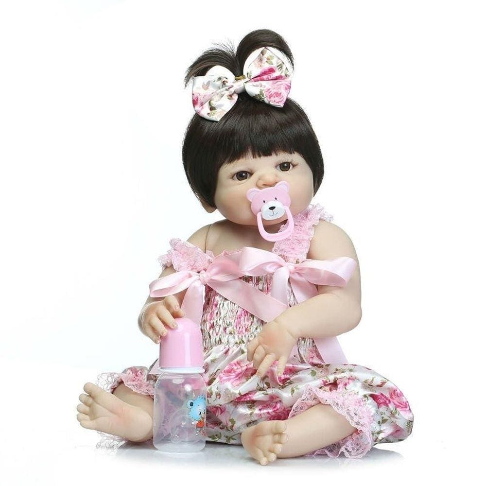 Boneca Bebê Reborn Original De Silicone Morena