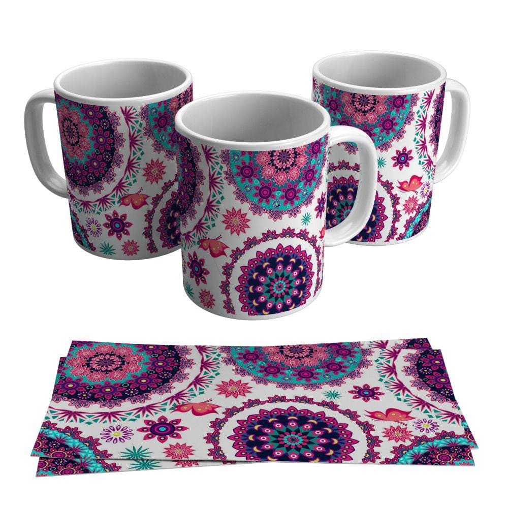 Caneca Mandala Indiana Colorida Arte Moderna Presente
