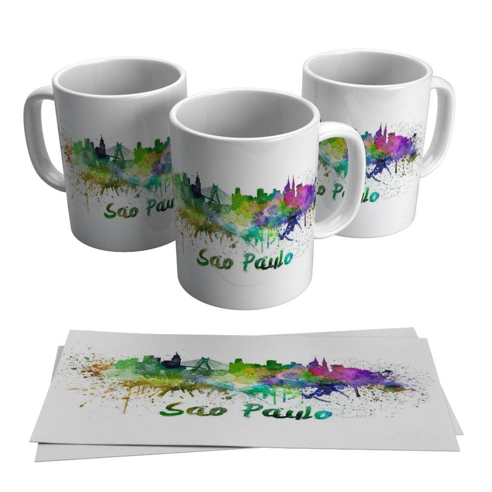 Caneca São Paulo Cidade Pontos Turísticos em Aquarela
