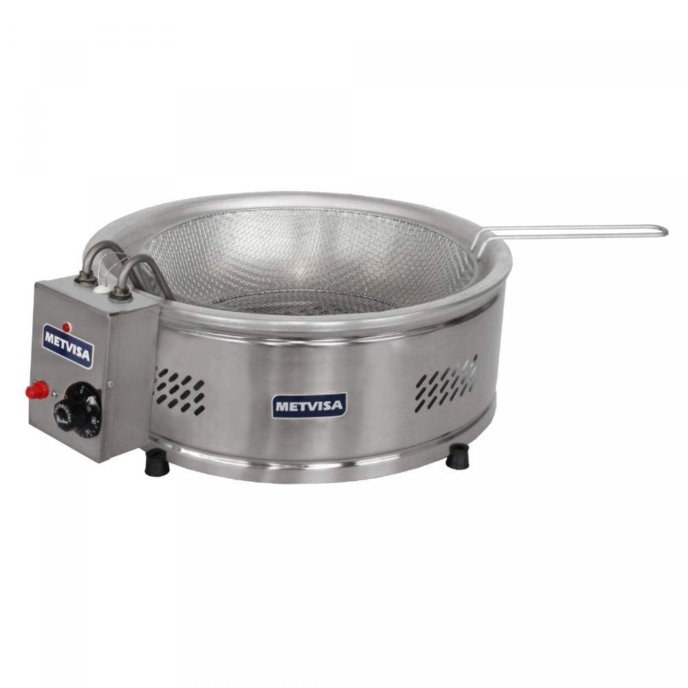 Tacho de Fritura Industrial Elétrico 6L Óleo 1 Cuba Metvisa 220V Inox