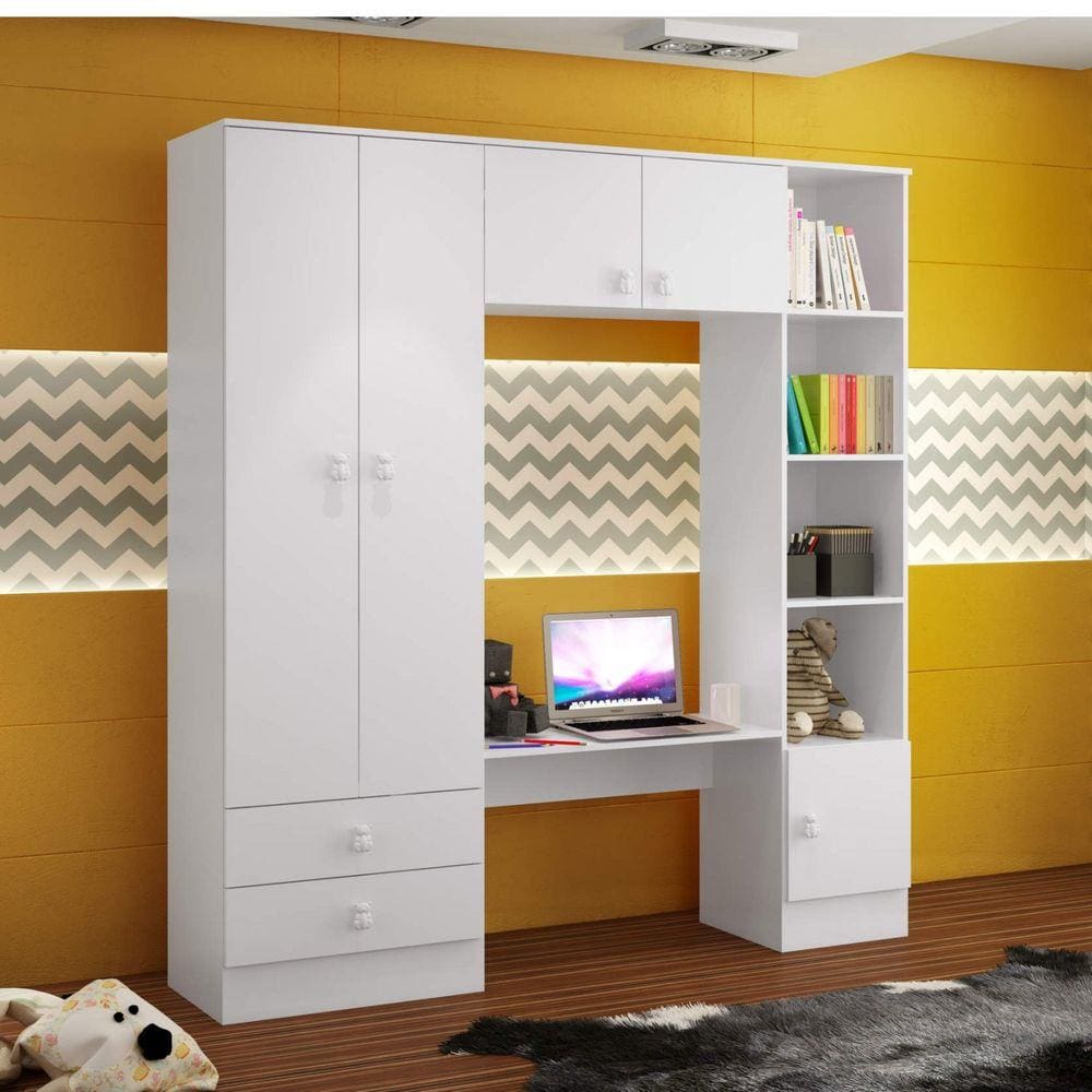 Guarda Roupa Infantil 5 Portas 2 Gavetas Bambini
