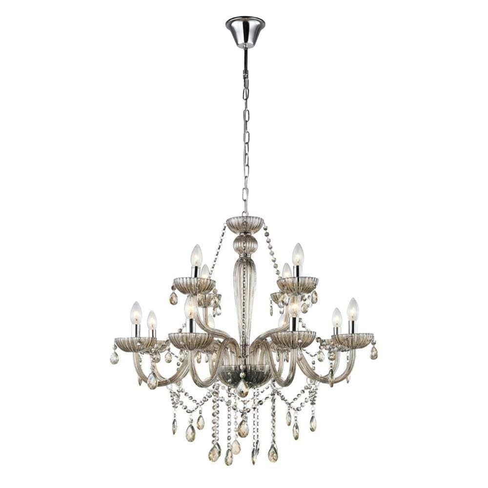 Lustre de Vidro Anjou 82cmx79cm Bella Iluminação Champagne