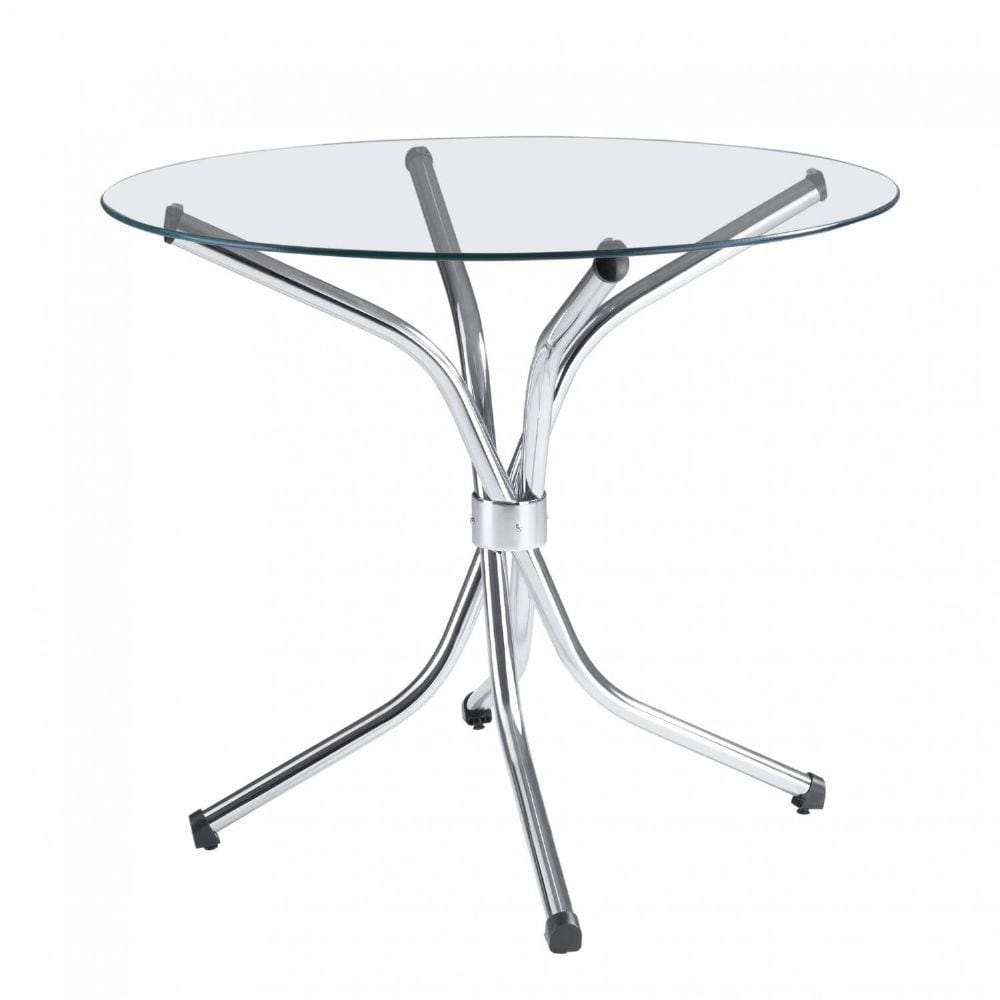 Mesa de Vidro Redonda 4150 Unimóvel Cromado