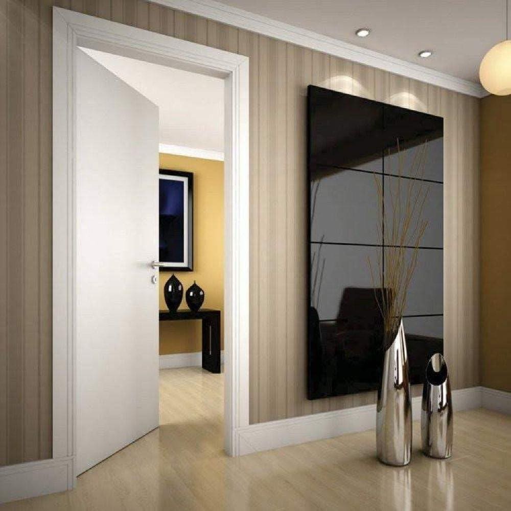 Kit Porta de Madeira Lisa Laqueada 210cmx60cm Moldufama Esquerda Branco