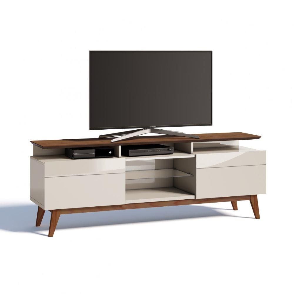 Rack pata TV até 60 Polegadas 2 Gavetas Classic Mais 1.8 Imcal Off White/Freijó