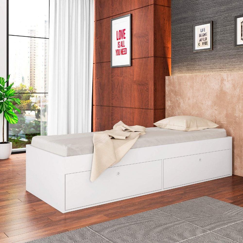 Cama de Solteiro com 4 Portas Tókio Quarto Art in Móveis Branco