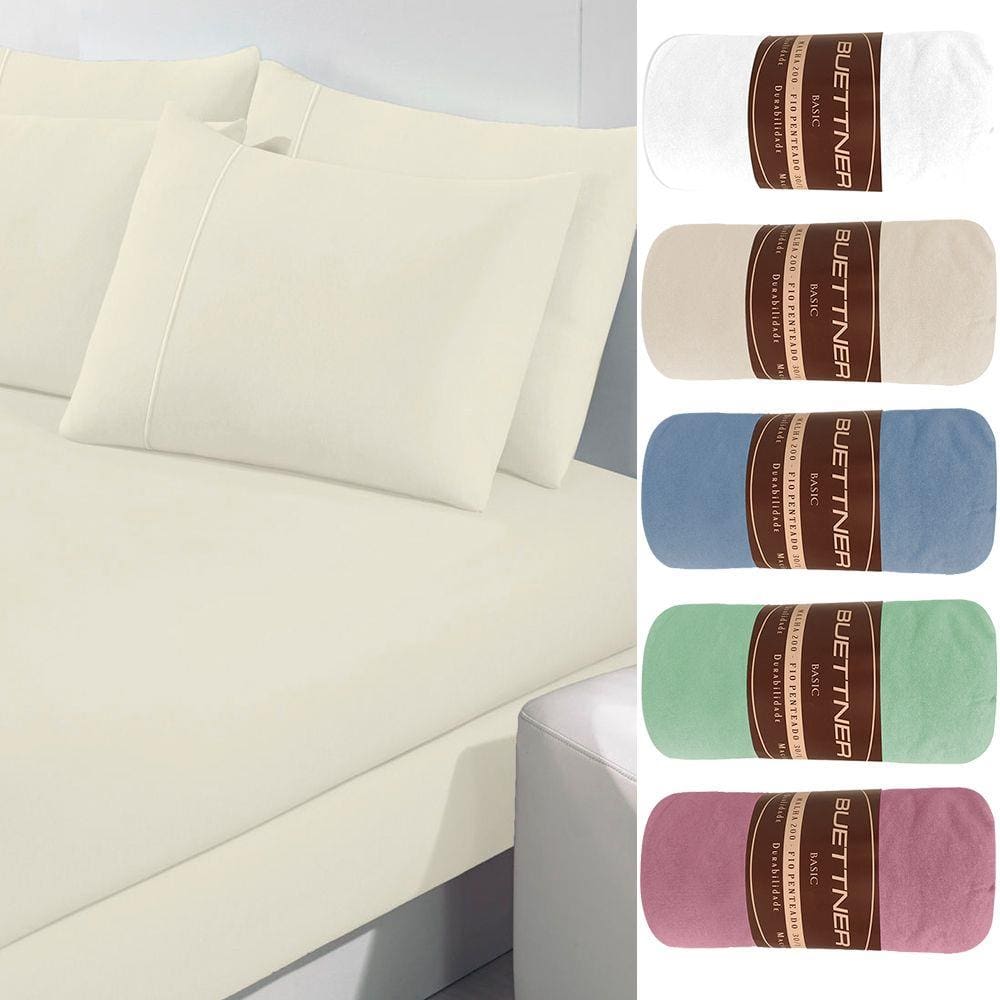 Lençol Queen Basic Rolinho Malha Liso Buettner Branco