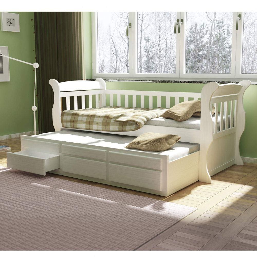 Bicama Solteiro MK 03 Gavetas Móveis Saraiva Branco Lavado