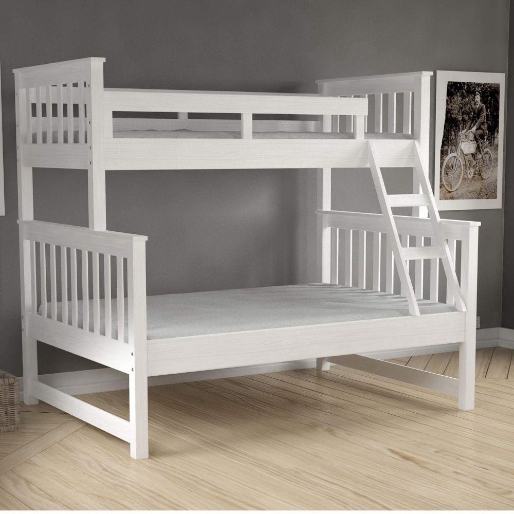 Estação de Dormir com Cama de Casal Madeira Maciça Móveis Saraiva Branco Lavado