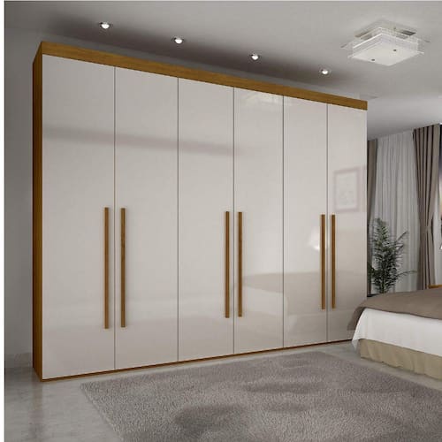 Menor preço em Guarda Roupa 6 Portas 6 Gavetas Conquista Rufato Imbuia/Off White