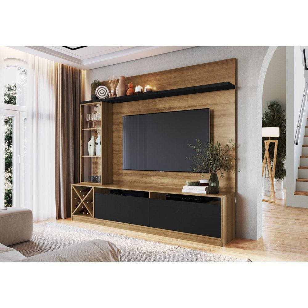 Rack com Painel para TV até 60 Polegadas com Cristaleira e Adega Veneza Quiditá
