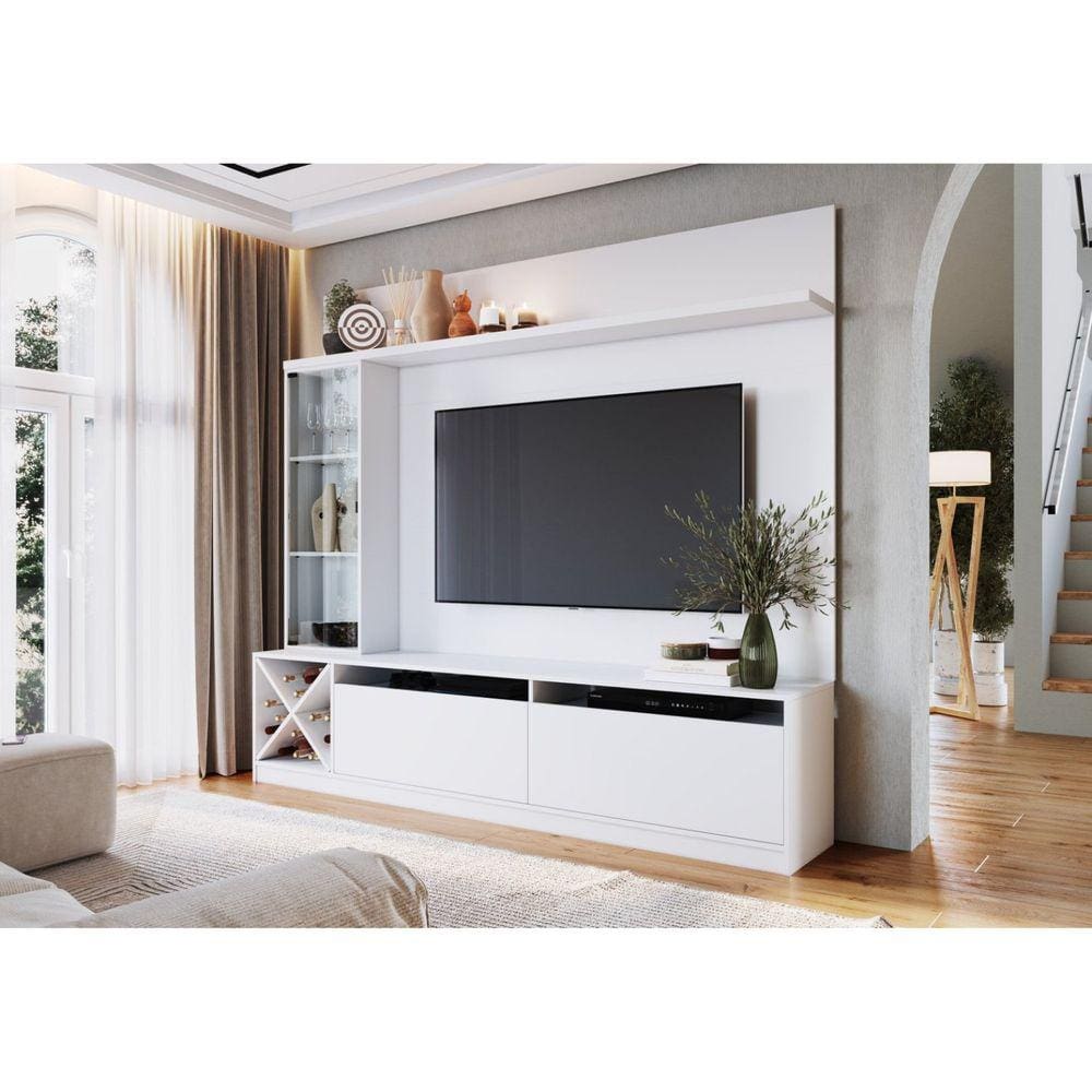 Rack com Painel para TV até 50 Polegadas com Adega e Cristaleira Sorrento Quiditá