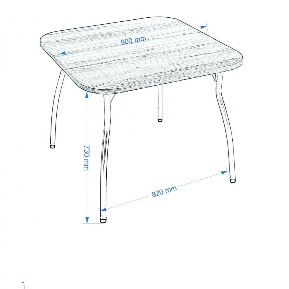 Mesa Quadrada com Tampo em MDP 4007 Unimóvel Cromado/Castanho