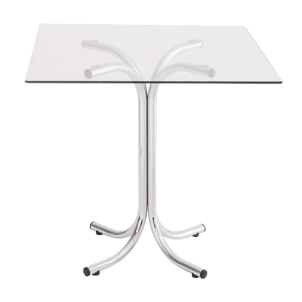 Mesa Quadrada com Tampo de Vidro 4112 Unimóvel Cromado