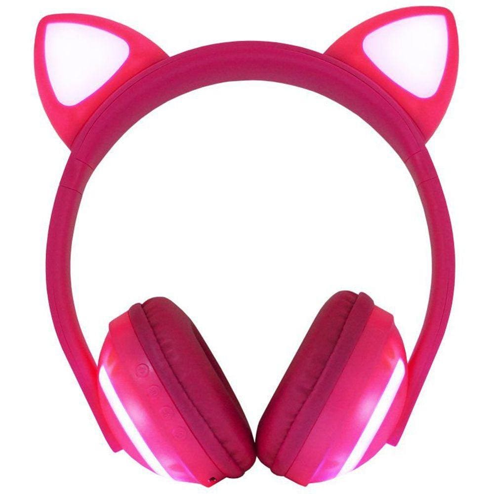 Fone Ouvido - Headphone Bluetooth Sem Fio Estéreo Orelha Gato Led Infantil  P2 Exbom HF-C240BT | Extra