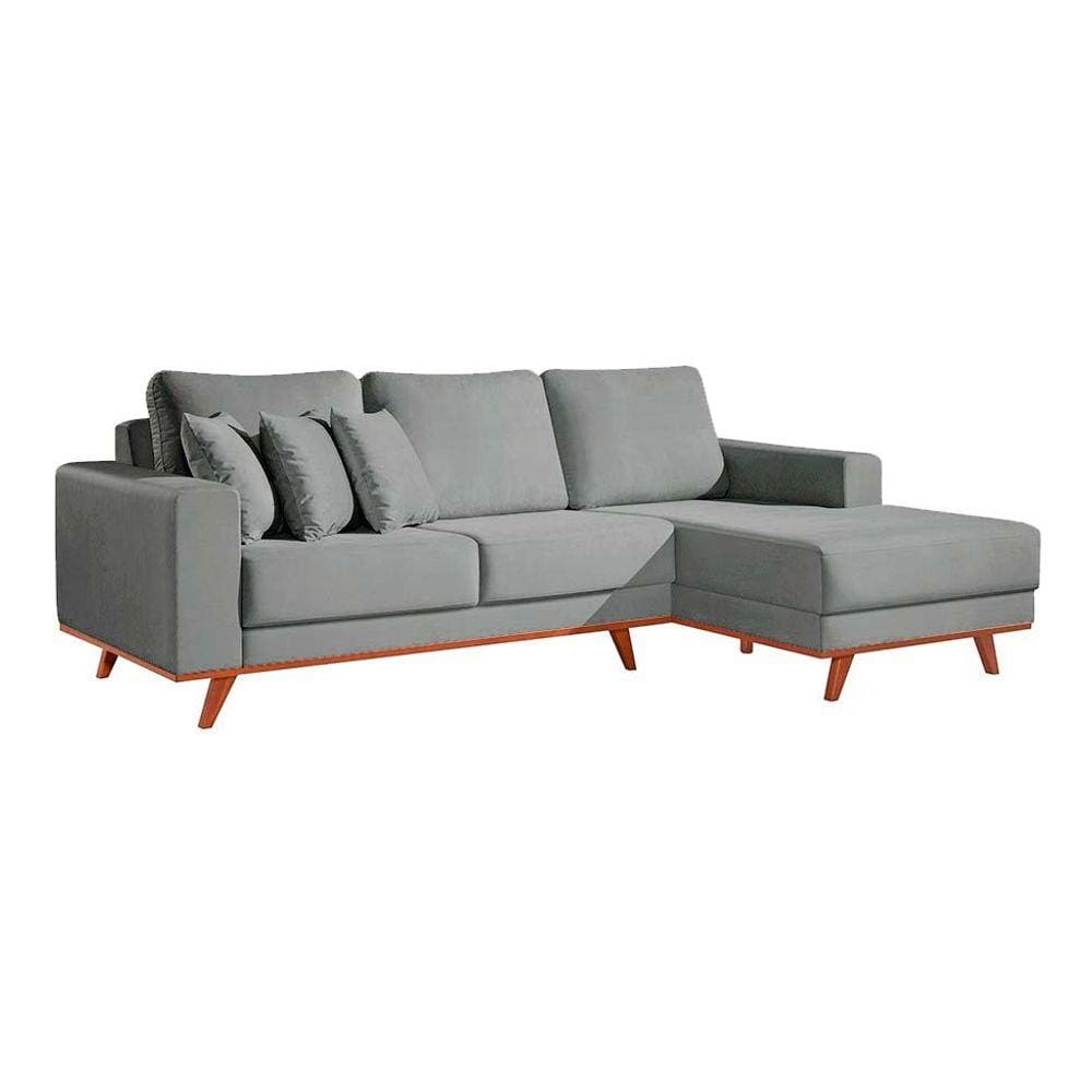 Sofá 3 Lugares Lombok com Chaise Veludo