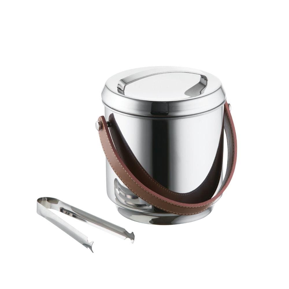 Balde para gelo em inox - com alça de couro Metal Forma Firenze 2,3 litros