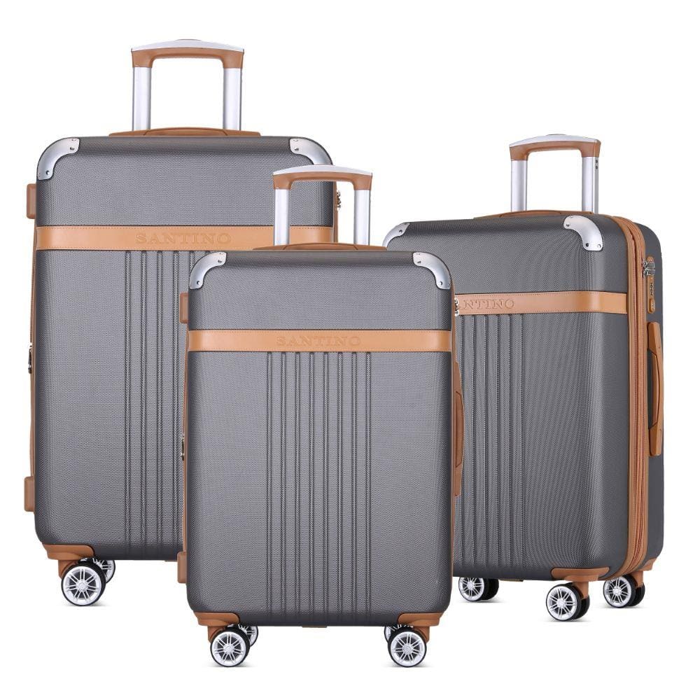 Kit 3 Malas Viagem Pmg Expansivas Tsa 8 Rodas 360 - Chumbo
