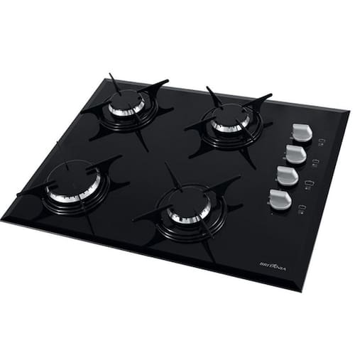 imagem-Fogão Britânia Cooktop BCT4P, 4 Bocas, Preto - Bivolt