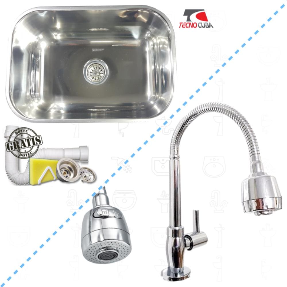 Kit Cuba Inox 56X34x17cm E Torneira Gourmet Junior De Bancada