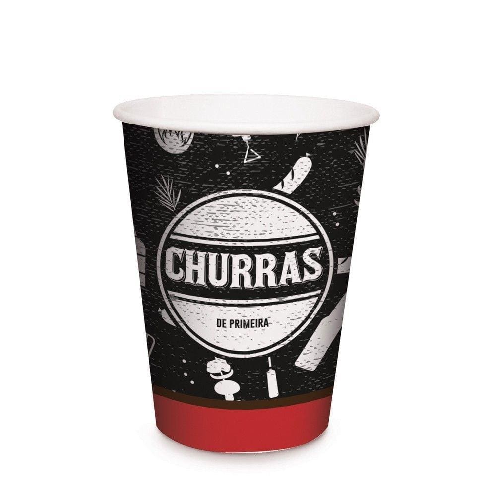 8 Copos Papel 240Ml Churrasco Decoração Festas