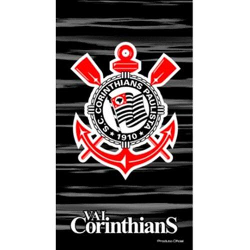 Menor preço em Toalha de Praia Buettner Veludo Estampado Brasão Corinthians Preto