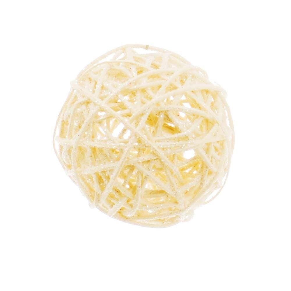 Bola Rattan Decoração Natal 7,5Cm Branco