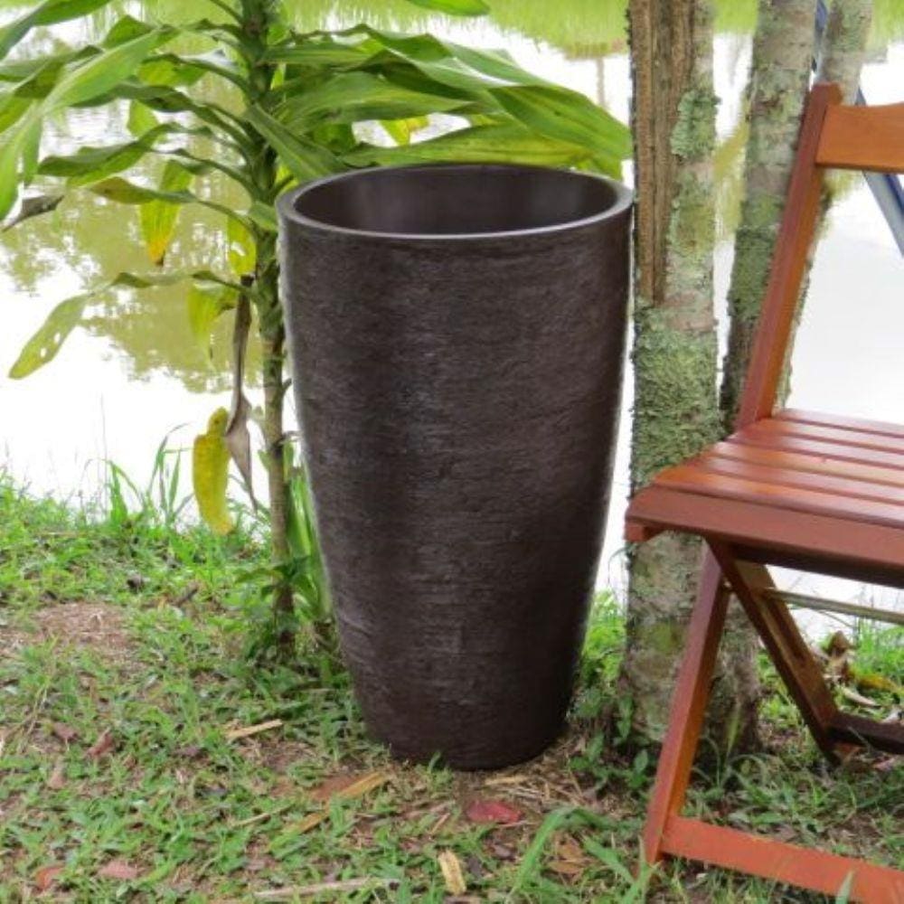 Vaso Planta 65X40 Oval Moderno Polietileno - Marrom Madeira 015