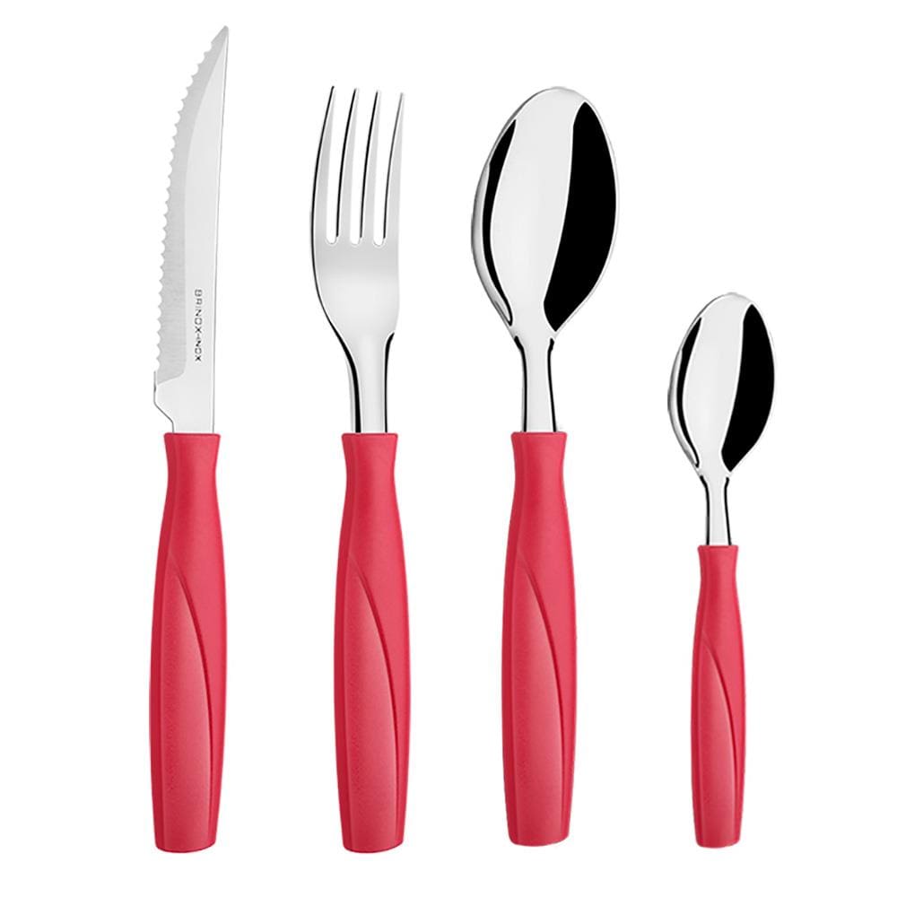 Faqueiro Brinox em Polipropileno e Aço Inox Itaparica Vermelho – 16 Peças