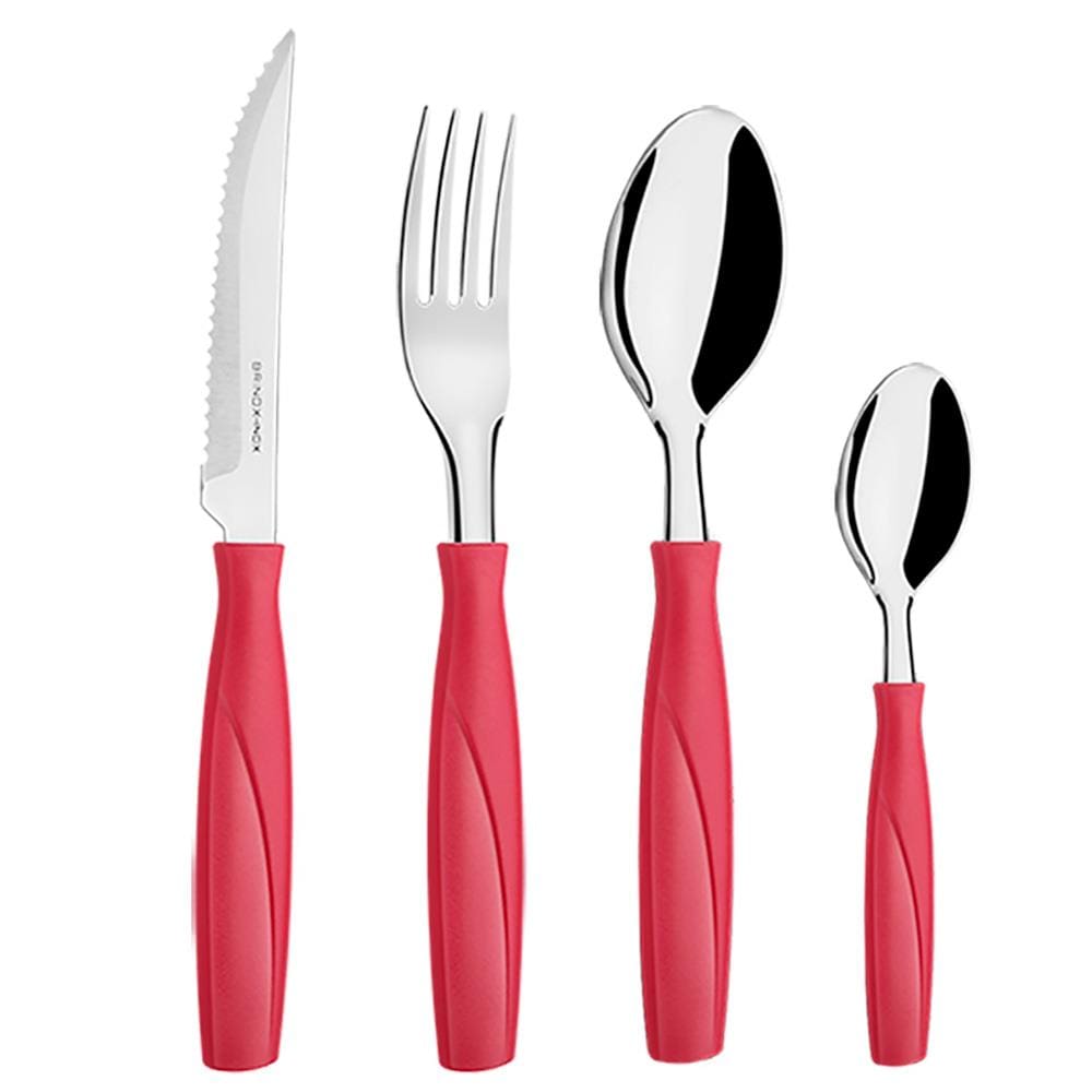 Faqueiro Brinox em Polipropileno e Aço Inox Itaparica Vermelho com Gaveteiro – 25 Peças