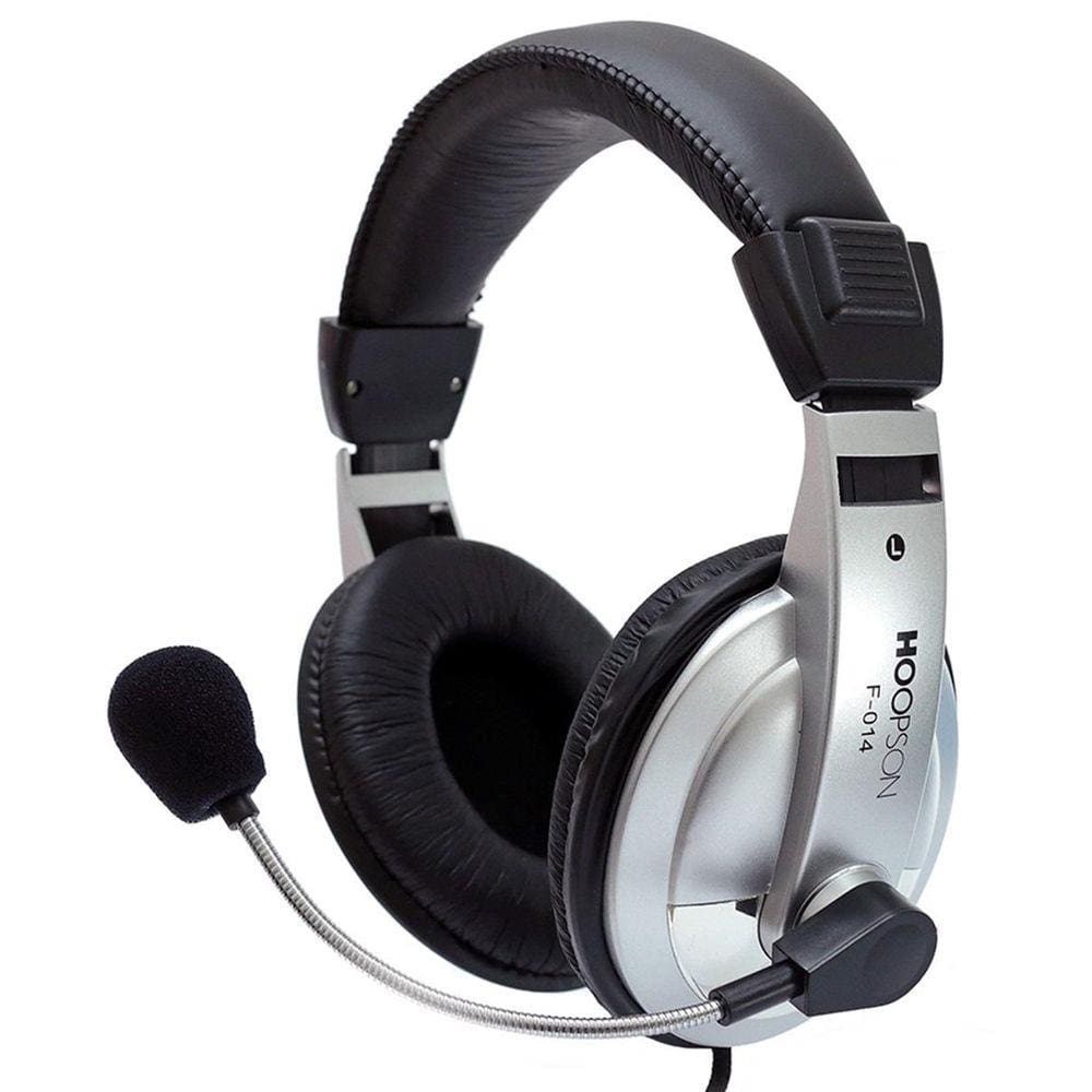Fone de Ouvido Headphone Profissional Com Microfone Prata Hoopson F-014pt/20