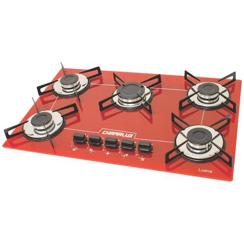 Fogão Cooktop 5 Bocas Chamalux Tripla Chama Vermelho Bivolt Menor preço em Fogão Cooktop 5 Bocas Chamalux Tripla Chama Vermelho Bivolt