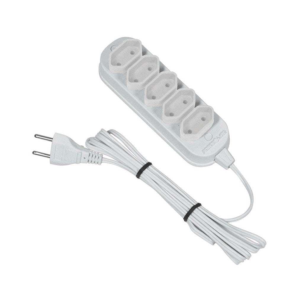 Extensão Elétrica 3 Metros 5 Tomadas Bivolt Branco Force Line Forceline