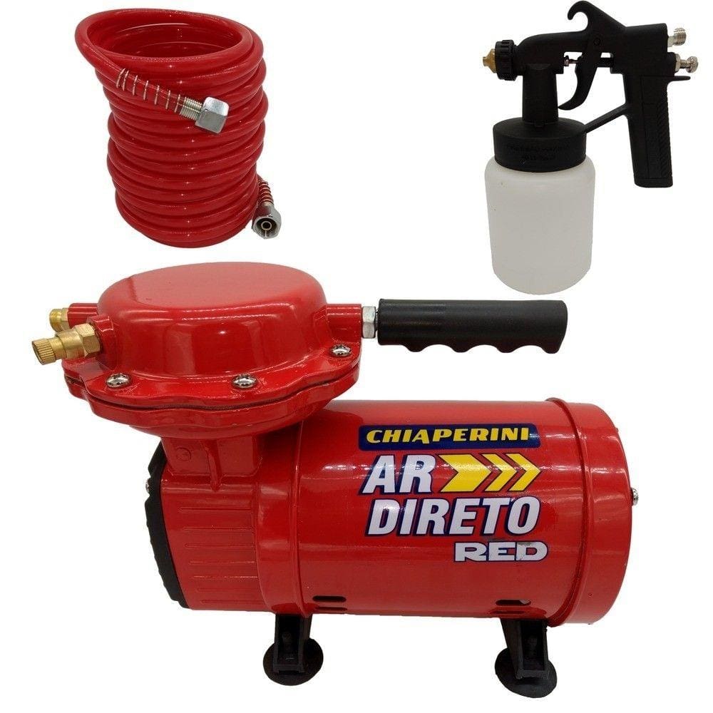 Compressor De Ar Direto Red 2,3 Pés 40Psi Mono Bivolt Com Pistola E Mangueira Chiaperini-20328