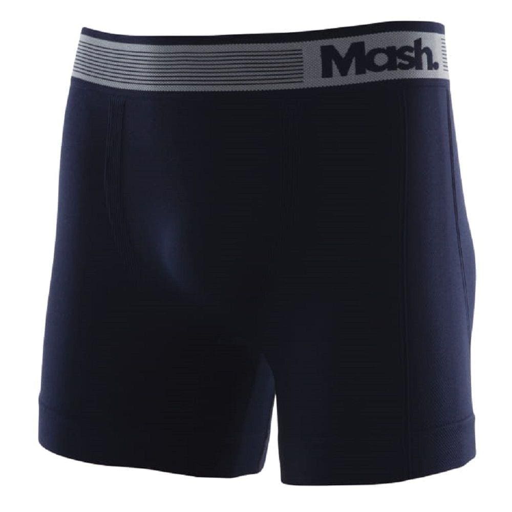 Kit Com 2 Cuecas Boxer Sem Costura Mash- Branca e Marinho- 710.01