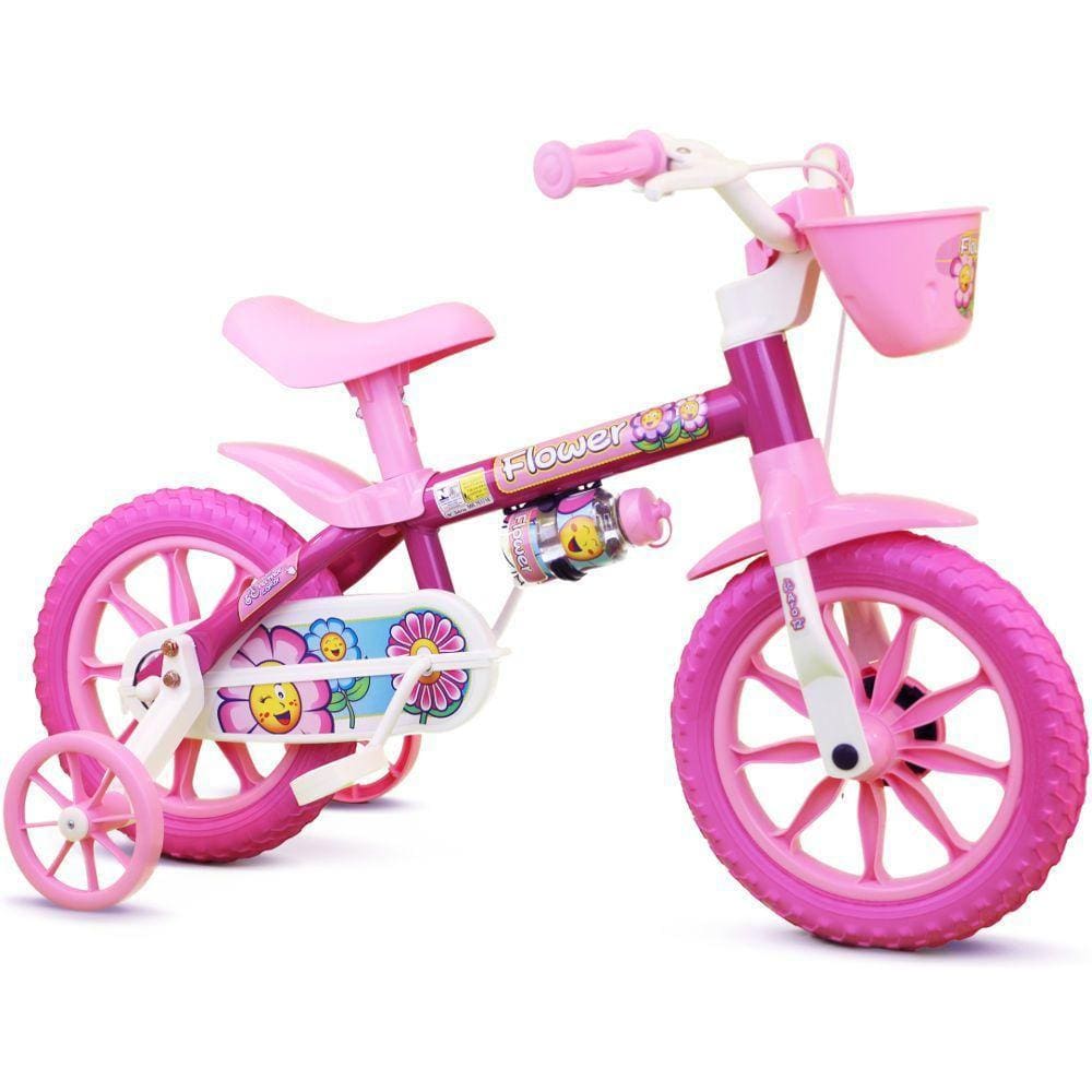 Bicicleta Infantil Nathor Flower Aro 12 com Cestinha