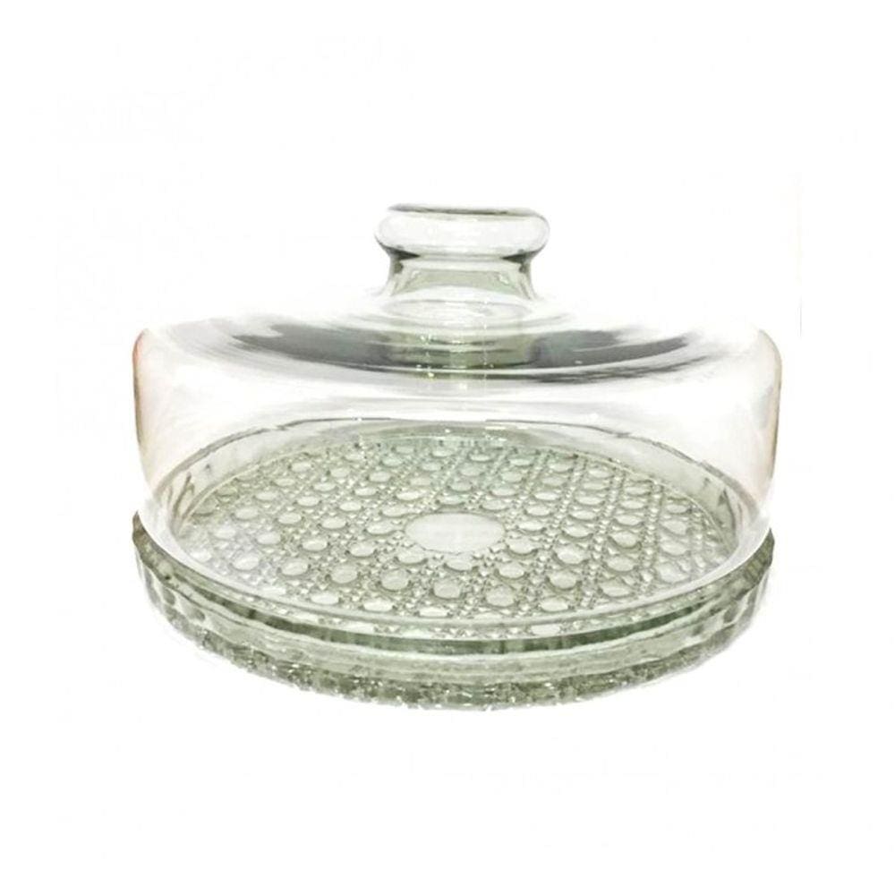 Boleira Vidro Prato Para Bolo Base Decorada Colonial Grande 28cm - Mistral