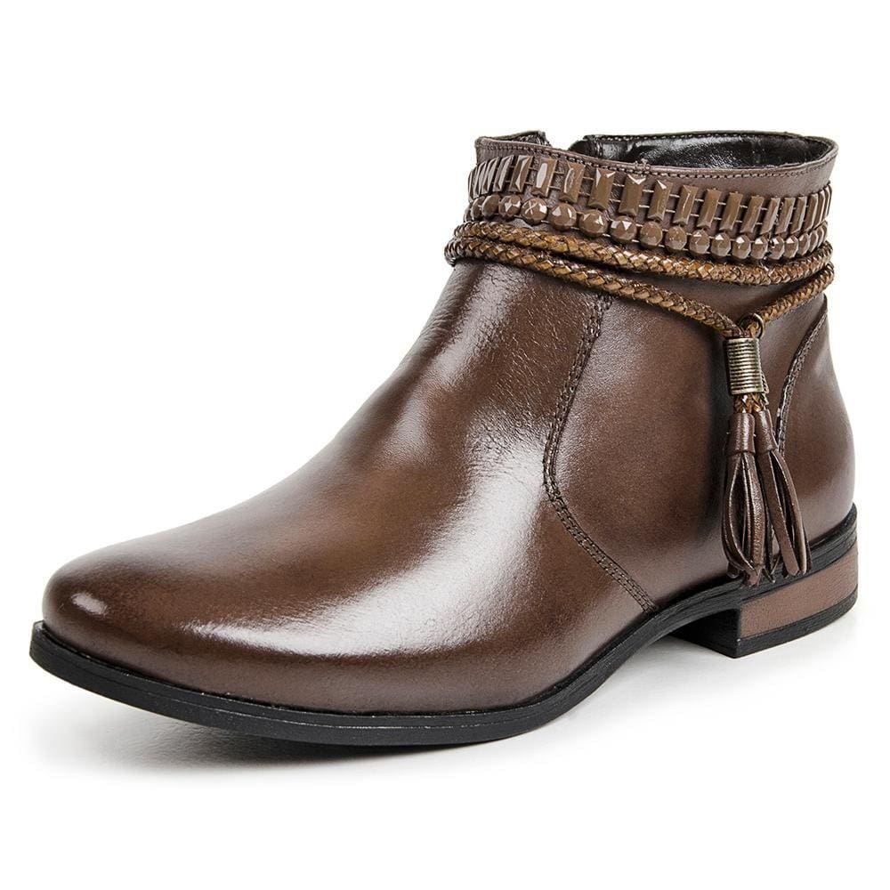 Bota Coturno Feminina Casual Cano Curto Couro