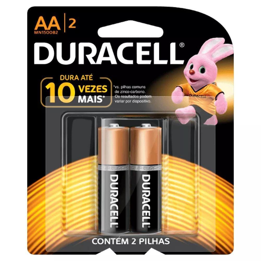 Pilha Alcalina Duracell AA Cartela com 2 pilhas