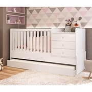 Berço Multifuncional com Cômoda e Vira Bicama- Branco