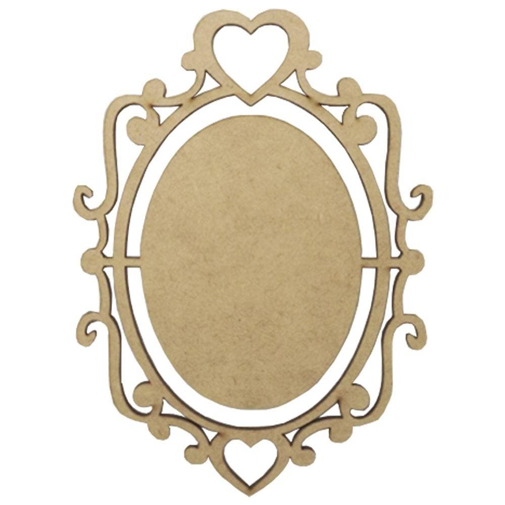 Aplique Moldura em MDF Oval 15x11cm Coração
