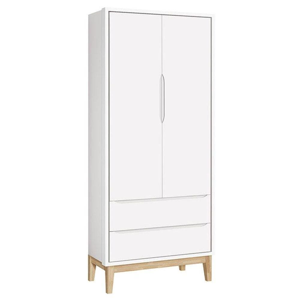 Guarda Roupa Infantil New Classic 2 Portas com Pés Madeira Natural