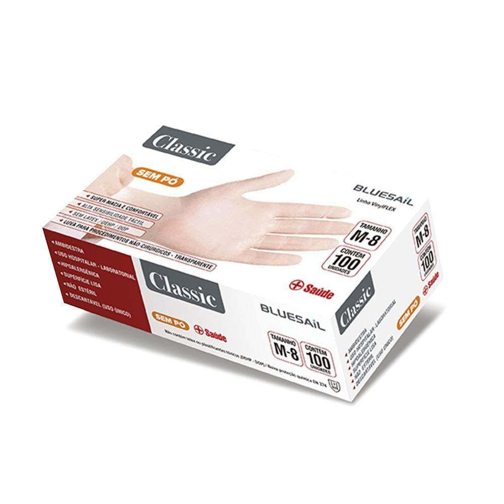 Luva Vinil Sem Talco Classic Pequena 100un