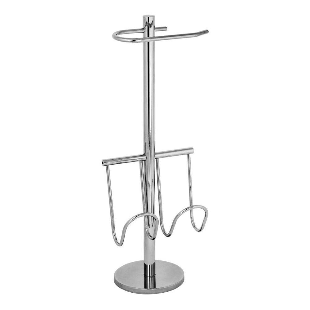 Papeleira Cromada Porta Papel Higiênico De Chão Revisteiro