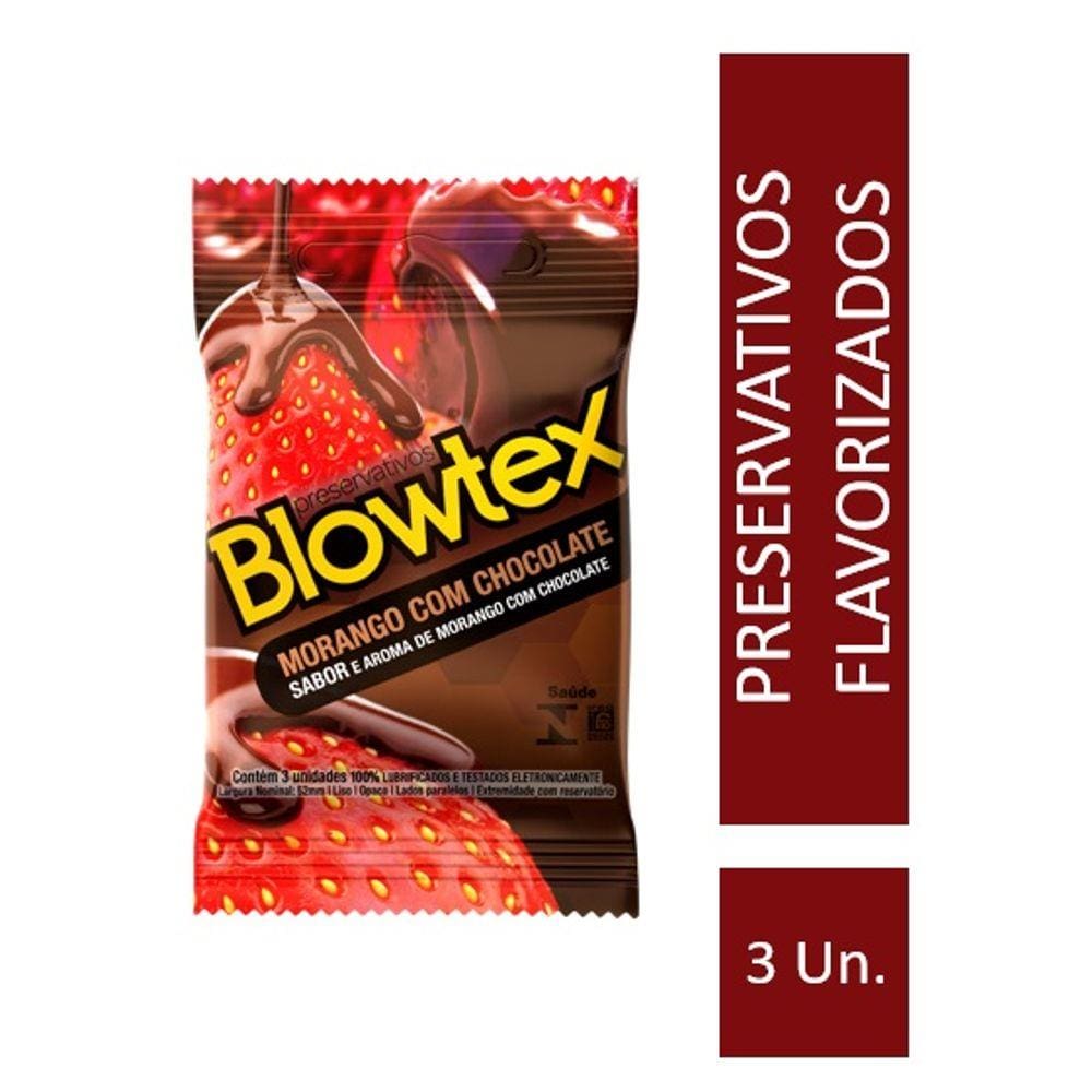 Preservativo Blowtex Morango com Chocolate com 3 Unidades