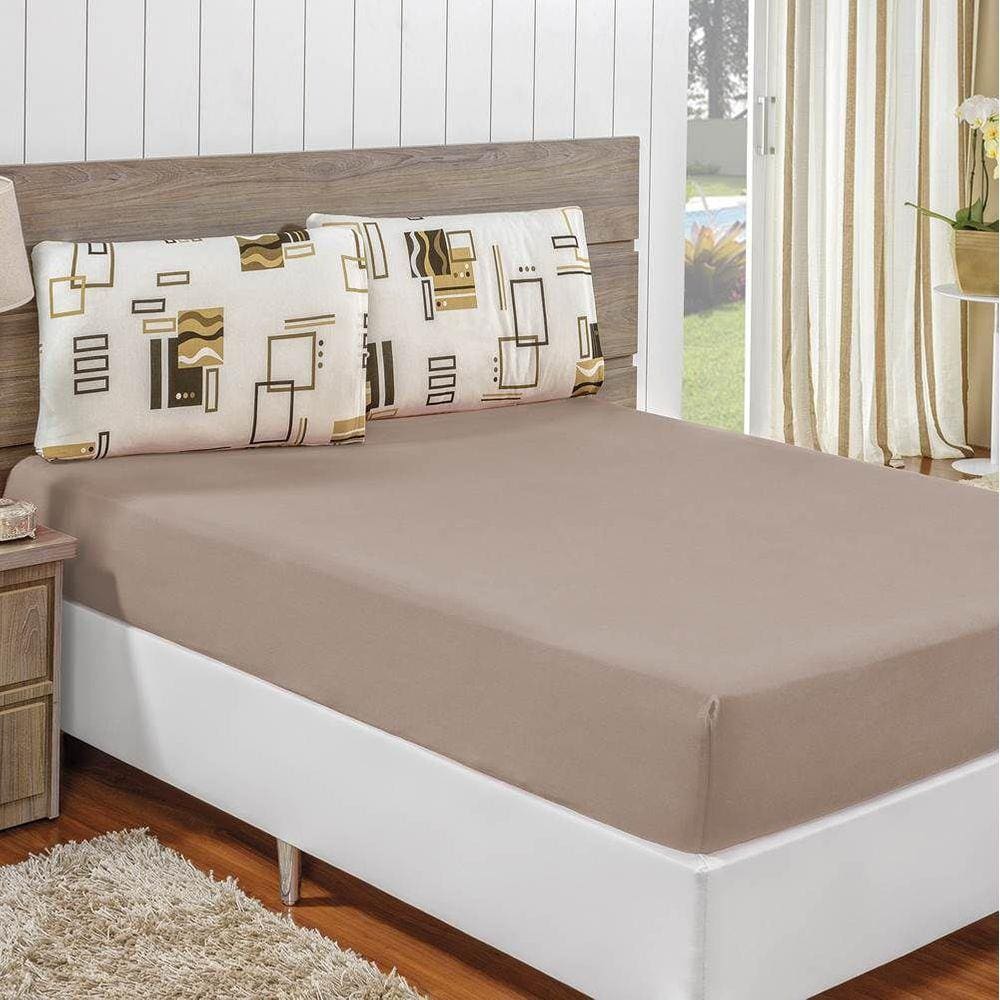 Jogo de Lençol Queen Malha 100% Algodão 3 Peças