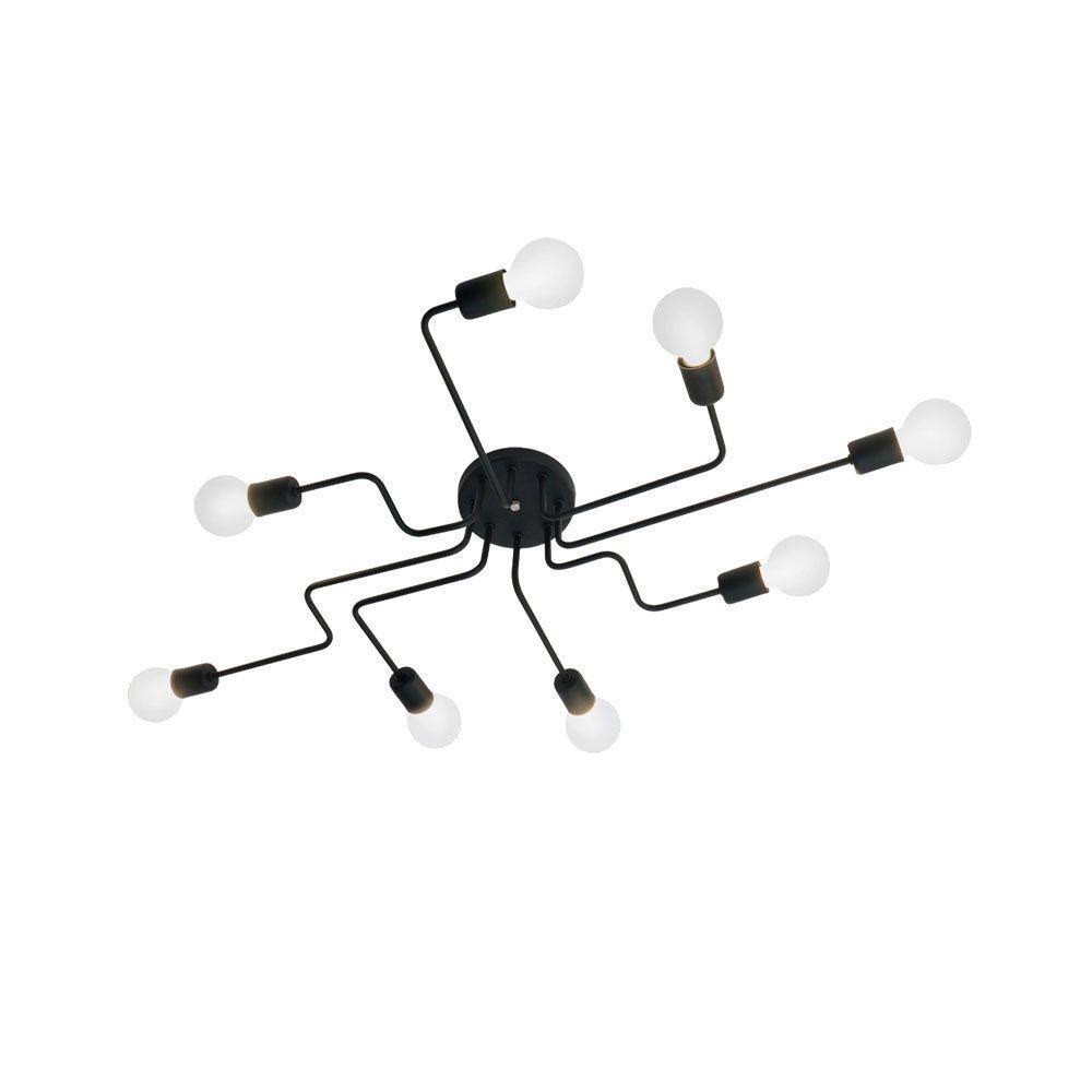 Plafon de sobrepor para 8 lâmpadas E27 60w preto Auremar Auremar